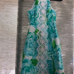Lilly Pulitzer pearl shift dress poolside blue